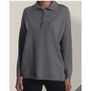 RDI Sweater Womens Medium Gray Long Sleeve Polo‎ Knit Pullover Pocket